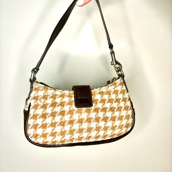 Vintage Y2K Coach Wool Houndstooth Demi Buckle Handbag Purse - Picture 4 of 11